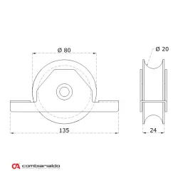 DOPREDAJ! Vodiace koliesko ø 80mm zápustné, AISI 304 DOPREDAJ! Vodiace koliesko ø 80mm zápustné, AISI 304